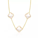 گردنبند طلا طرح ونکلیف صدف سه گل 18 عیار با وزن ۹ گرم از Diorajewels